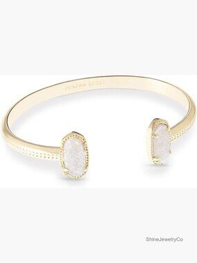 Cuff Bracelet Gold Brass Cubic Zirconia Oval Stone